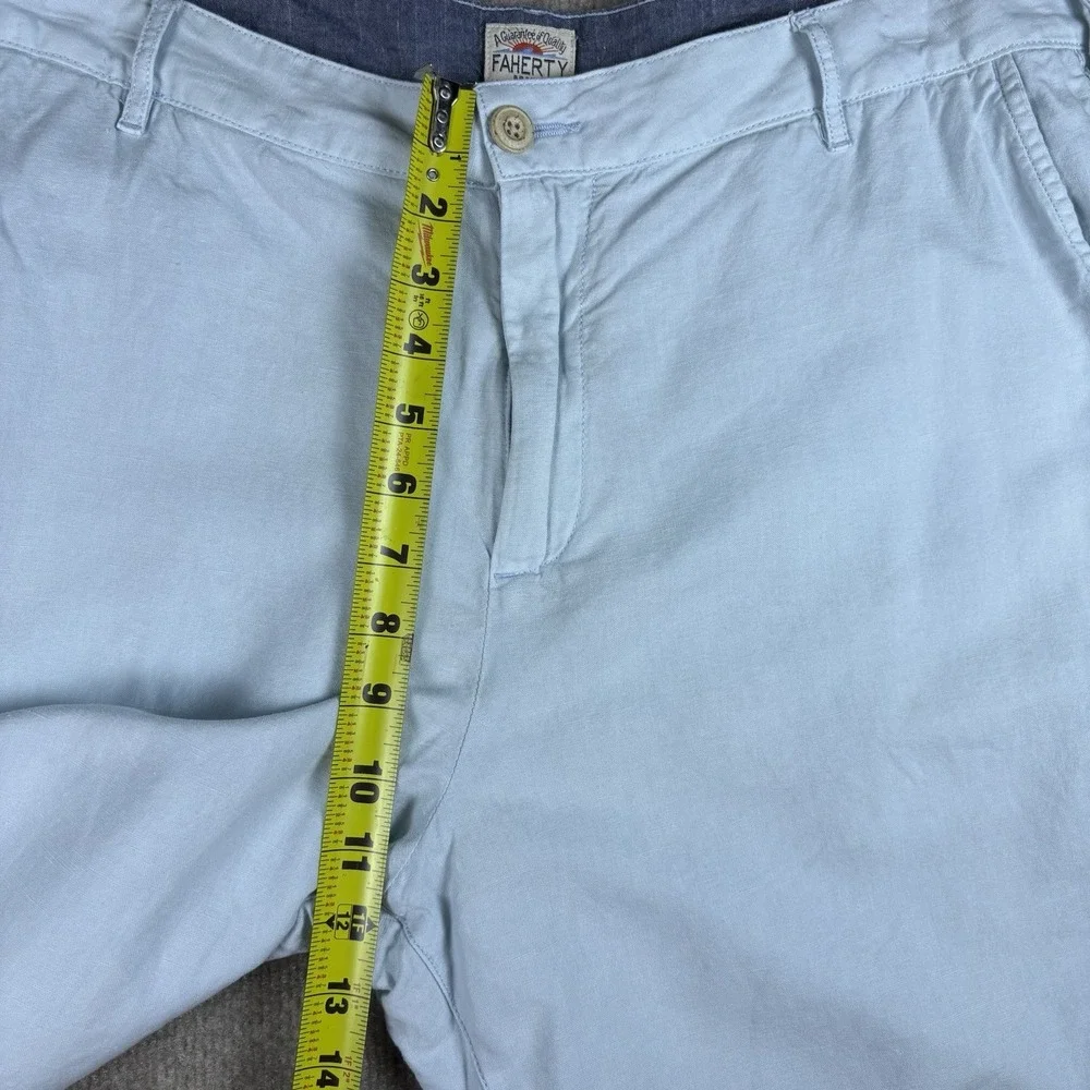 Faherty Brand Men's Light Blue Linen Blend Chino Shorts Size 36 Casual Beach